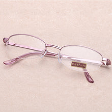 Load image into Gallery viewer, Women Metal Alloy Half Frame Reading Glasses Retro Anti-fatigue  Purple Presbyopic Glasses Diopter +1.0 To +4.0 очки