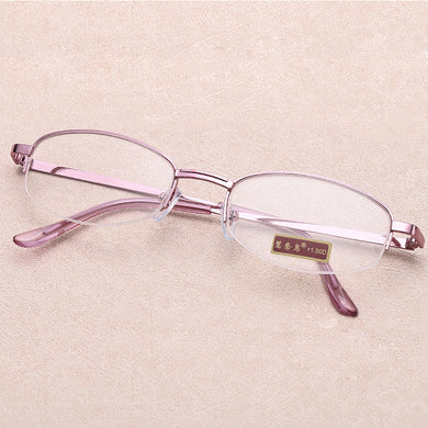 Women Metal Alloy Half Frame Reading Glasses Retro Anti-fatigue  Purple Presbyopic Glasses Diopter +1.0 To +4.0 очки