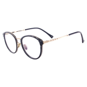 Women Metal Plastic Fashion Eyeglasses Round Vintage Glasses Frame For Prescription Lenses Myopia Reading Progressive