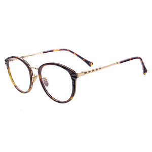 Women Metal Plastic Fashion Eyeglasses Round Vintage Glasses Frame For Prescription Lenses Myopia Reading Progressive