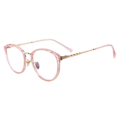 Women Metal Plastic Eyeglasses Round Vintage Glasses Frame For Prescription Lenses Myopia Reading Progressive