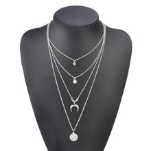 Load image into Gallery viewer, Women Multilayer Choker Horn Long Crescent Moon Pendant Chain Necklace Chain Bohemia Jewelry