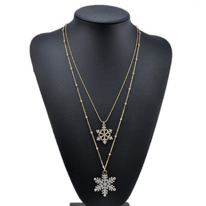 Women Multilayer Choker Horn Long Crescent Moon Pendant Chain Necklace Chain Bohemia Jewelry