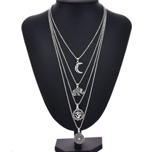 Load image into Gallery viewer, Women Multilayer Choker Horn Long Crescent Moon Pendant Chain Necklace Chain Bohemia Jewelry