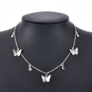 Women Multilayer Choker Horn Long Crescent Moon Pendant Chain Necklace Chain Bohemia Jewelry
