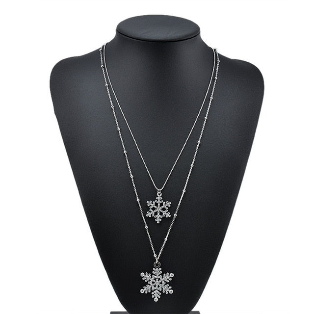 Women Multilayer Choker Horn Long Crescent Moon Pendant Chain Necklace Chain Bohemia Jewelry