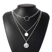 Load image into Gallery viewer, Women Multilayer Choker Horn Long Crescent Moon Pendant Chain Necklace Chain Bohemia Jewelry