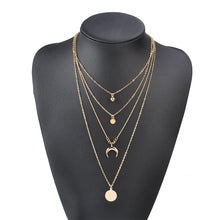 Load image into Gallery viewer, Women Multilayer Choker Horn Long Crescent Moon Pendant Chain Necklace Chain Bohemia Jewelry