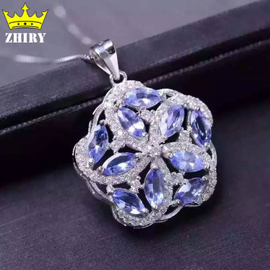Collana da donna in argento sterling 925 con gemme di tanzanite naturale, ciondolo in pietra, gioielli presenti 