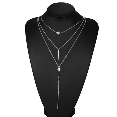 Women Necklaces & Pendants 3 Multi Layer Jewelry Necklace Choker Tassel Charm Bar Statement Necklace for Women Gift