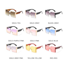 Carica l&#39;immagine nel visualizzatore di Gallery, Occhiali da sole oversize senza montatura da donna Occhiali da sole con montatura grande in un unico pezzo Design del marchio di personalità europea americana 2023 