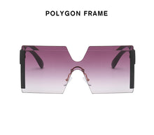 Carica l&#39;immagine nel visualizzatore di Gallery, Occhiali da sole oversize senza montatura da donna Occhiali da sole con montatura grande in un unico pezzo Design del marchio di personalità europea americana 2023 