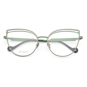 Women Pure Titanium Cat-eye eyeglass frames women Thin Retro Metal glasses Butterfly Full-Rim Lightweight Fashion eyeglasses