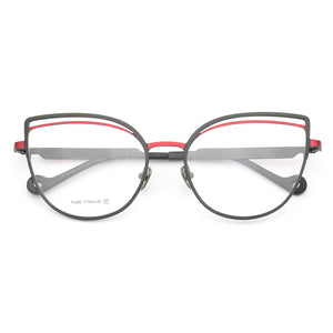 Women Pure Titanium Cat-eye eyeglass frames women Thin Retro Metal glasses Butterfly Full-Rim Lightweight Fashion eyeglasses