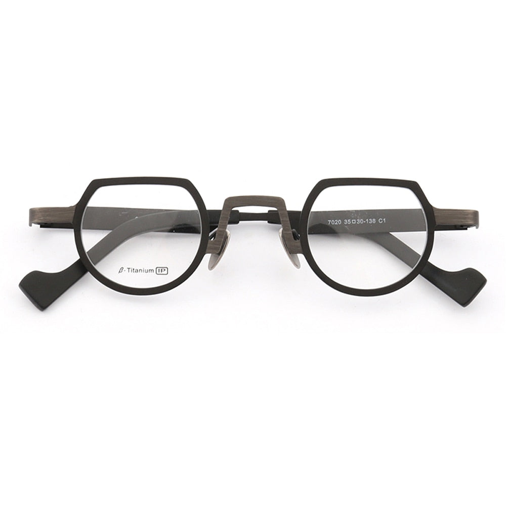 Women Pure Titanium Glasses Frame Men Round Eyeglasses Frames Optical Vintage Retro Premium Prescription Eyeglass Frames Gold
