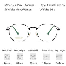 Load image into Gallery viewer, Women Pure Titanium Optical Glasses Frame Comfortable Ultra-light Polygon Men Myopia Hyperopia Prescription Spectacle Frame