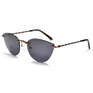 Women Retro Cat Eye Rimless Sunglasses  Light Pink UV Protection  Driving Shades Janpanses Gold Ladies Sunglasses Frame