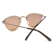 Carica l&#39;immagine nel visualizzatore di Gallery, Women Retro Cat Eye Rimless Sunglasses  Light Pink UV Protection  Driving Shades Janpanses Gold Ladies Sunglasses Frame