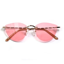 Carica l&#39;immagine nel visualizzatore di Gallery, Women Retro Cat Eye Rimless Sunglasses  Light Pink UV Protection  Driving Shades Janpanses Gold Ladies Sunglasses Frame