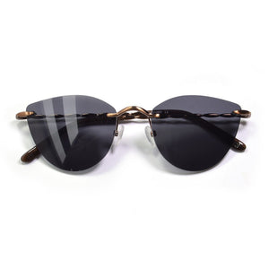 Women Retro Cat Eye Rimless Sunglasses  Light Pink UV Protection  Driving Shades Janpanses Gold Ladies Sunglasses Frame