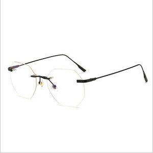 Women Rimless Alloy Glasses Frame, Women Ultralight Cat Eye Eyeglasses Frames, Prescription Presbyopia Myopia Optical Glass