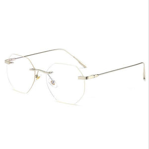 Women Rimless Alloy Glasses Frame, Women Ultralight Cat Eye Eyeglasses Frames, Prescription Presbyopia Myopia Optical Glass