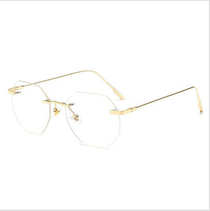 Women Rimless Alloy Glasses Frame, Women Ultralight Cat Eye Eyeglasses Frames, Prescription Presbyopia Myopia Optical Glass