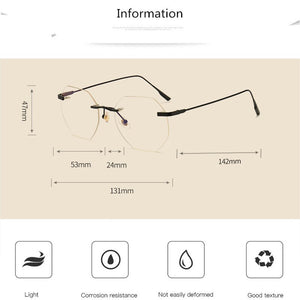 Women Rimless Alloy Glasses Frame, Women Ultralight Cat Eye Eyeglasses Frames, Prescription Presbyopia Myopia Optical Glass