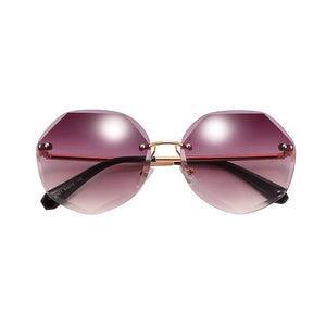 Women Rimless Gradient Sun Glasses Sunglasses Shades Cutting Lens Ladies Frameless Metal Eyeglasses UV400