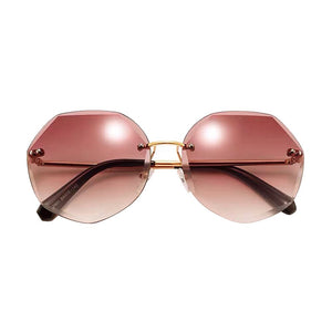 Women Rimless Gradient Sun Glasses Sunglasses Shades Cutting Lens Ladies Frameless Metal Eyeglasses UV400