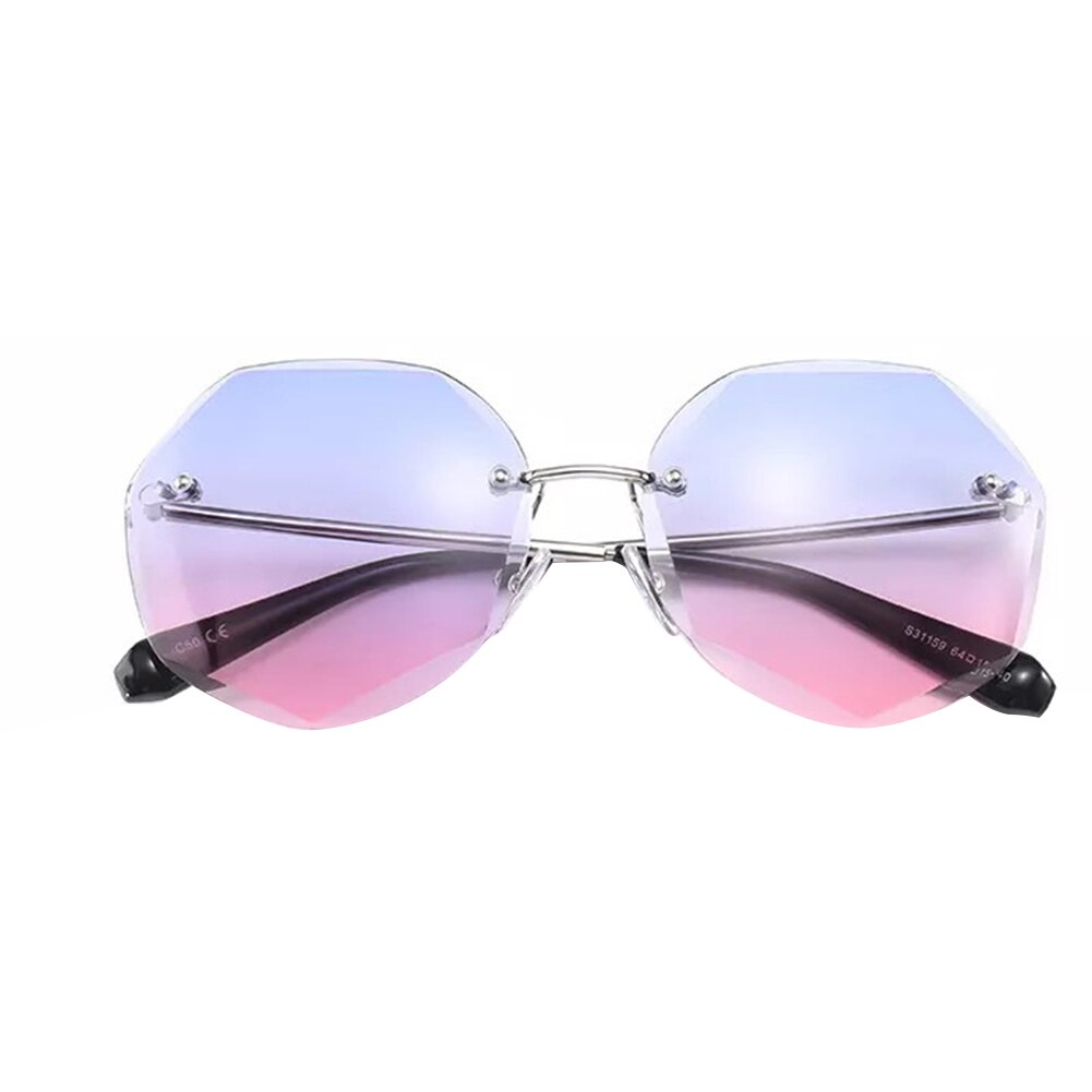 Women Rimless Gradient Sun Glasses Sunglasses Shades Cutting Lens Ladies Frameless Metal Eyeglasses UV400