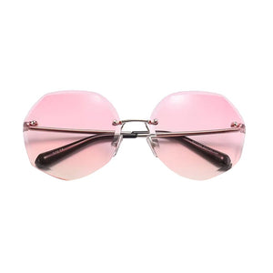 Women Rimless Gradient Sun Glasses Sunglasses Shades Cutting Lens Ladies Frameless Metal Eyeglasses UV400