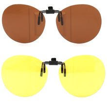 Load image into Gallery viewer, Women Round Polarized Clip on sunglasses flip up men  oval  UV400 driving fishing night vision sunglasses clip on lenses
