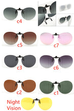 Load image into Gallery viewer, Women Round Polarized Clip on sunglasses flip up men  oval  UV400 driving fishing night vision sunglasses clip on lenses