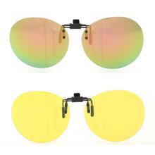 Load image into Gallery viewer, Women Round Polarized Clip on sunglasses flip up men  oval  UV400 driving fishing night vision sunglasses clip on lenses