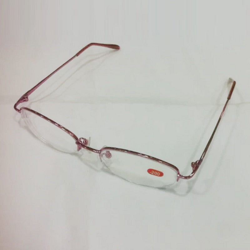 Women Round Retro Full Frame Metal Myopia Glasses Wine Red Resin Lenses Nearsighted Mirror -2.0 2.5 4.0 6.0 M14