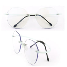 Load image into Gallery viewer, Women Round Rimless Glasses Frame Men Anti Blue Light Computer Eyeglass Frames Vintage Fashionable Lightweight Red Blue Eyewear
