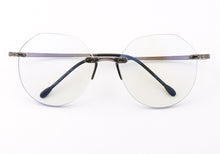 Load image into Gallery viewer, Women Round Rimless Glasses Frame Men Anti Blue Light Computer Eyeglass Frames Vintage Fashionable Lightweight Red Blue Eyewear