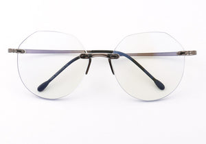 Women Round Rimless Glasses Frame Men Anti Blue Light Computer Eyeglass Frames Vintage Fashionable Lightweight Red Blue Eyewear
