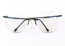 Load image into Gallery viewer, Women Round Rimless Glasses Frame Men Anti Blue Light Computer Eyeglass Frames Vintage Fashionable Lightweight Red Blue Eyewear