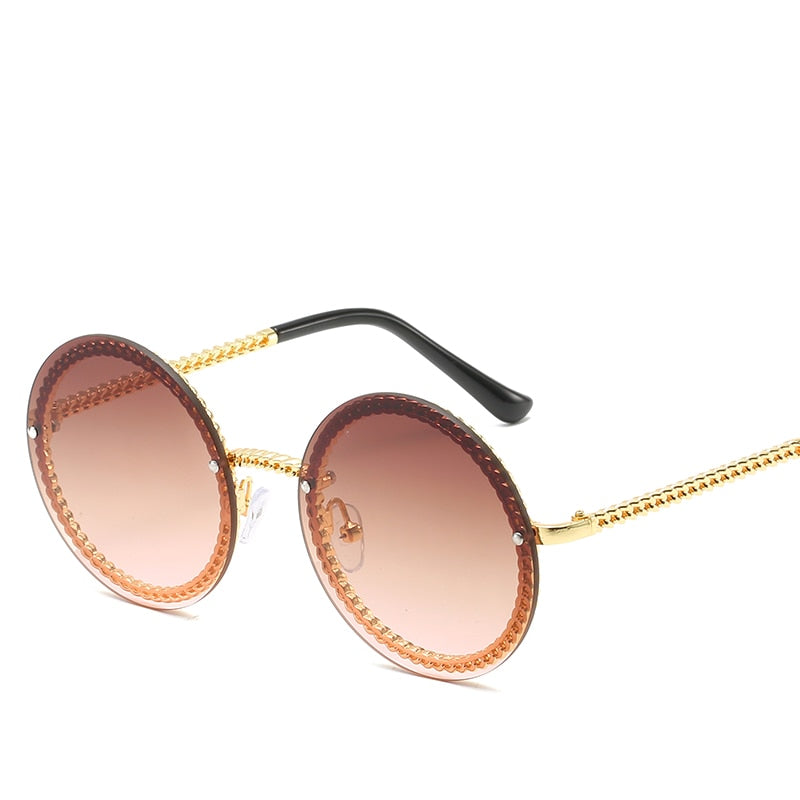 Women Round Sunglasses Brand Designer Chain Designed Frames With Rimle –  Cinily