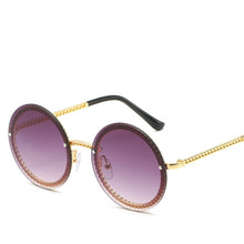 Carica l&#39;immagine nel visualizzatore di Gallery, Women Round Sunglasses  Brand Designer Chain Designed Frames With Rimless Lens UV400 Female Shades Lunettes