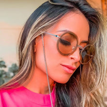 Carica l&#39;immagine nel visualizzatore di Gallery, Women Round Sunglasses  Brand Designer Chain Designed Frames With Rimless Lens UV400 Female Shades Lunettes