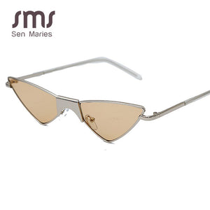 Women Small Cat Eye Sunglasses  Brand Cool Sexy Triangle Sun Glasses Female Clear Lens Metal Glasses Eyewear UV400