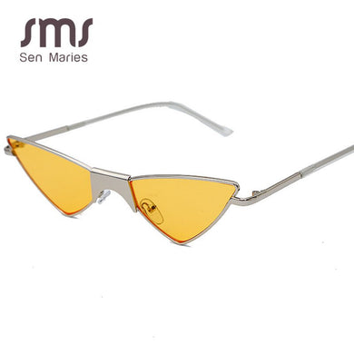 Women Small Cat Eye Sunglasses  Brand Cool Sexy Triangle Sun Glasses Female Clear Lens Metal Glasses Eyewear UV400