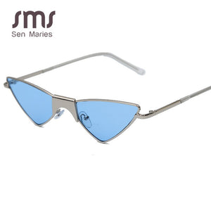 Women Small Cat Eye Sunglasses  Brand Cool Sexy Triangle Sun Glasses Female Clear Lens Metal Glasses Eyewear UV400