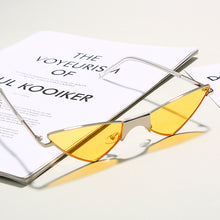 Load image into Gallery viewer, Women Small Cat Eye Sunglasses  Brand Cool Sexy Triangle Sun Glasses Female Clear Lens Metal Glasses Eyewear UV400