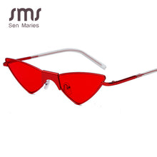 Load image into Gallery viewer, Women Small Cat Eye Sunglasses  Brand Cool Sexy Triangle Sun Glasses Female Clear Lens Metal Glasses Eyewear UV400