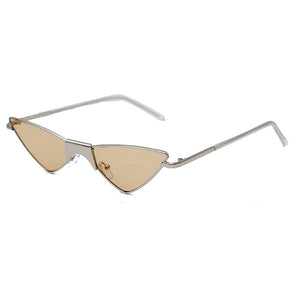 Women Small Cat Eye Sunglasses  Brand Cool Sexy Triangle Sun Glasses Female Clear Lens Metal Glasses Eyewear UV400