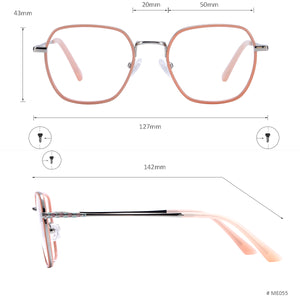 Women Square Eyeglasses Metal Full Rim Small Glasses Frame For Prescription Lenses